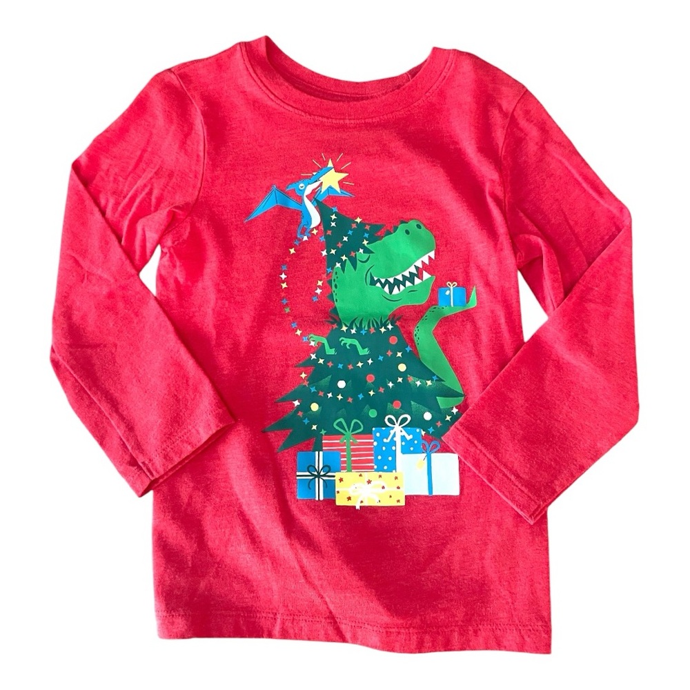 Red Kids Dinosaur Graphic Long Sleeve Shirt